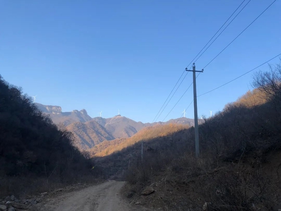  冬季的山村里，山坡上长满灰黄的秃树