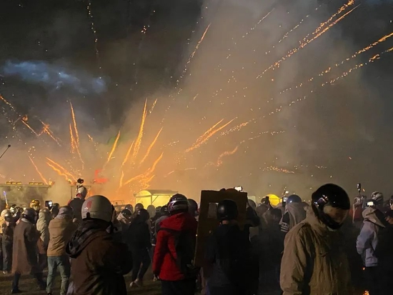  △2022年元宵节，台南举行“盐水蜂炮”的民俗活动