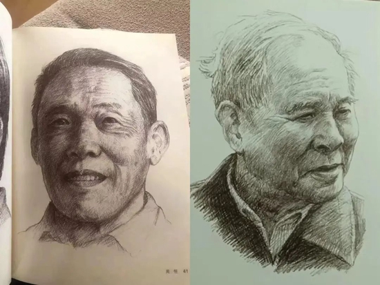  ·叶声华院士（右）和周恒院士的素描图。