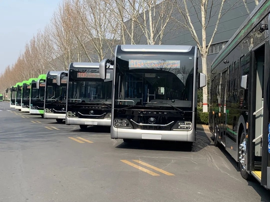 首批发往乌兹别克斯坦的宇通客车（摄影：刘珊珊）