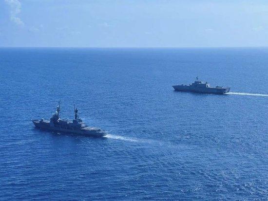 菲律宾军方公布，9日与美国在南海举行海上联合军事演习。图源：法新社