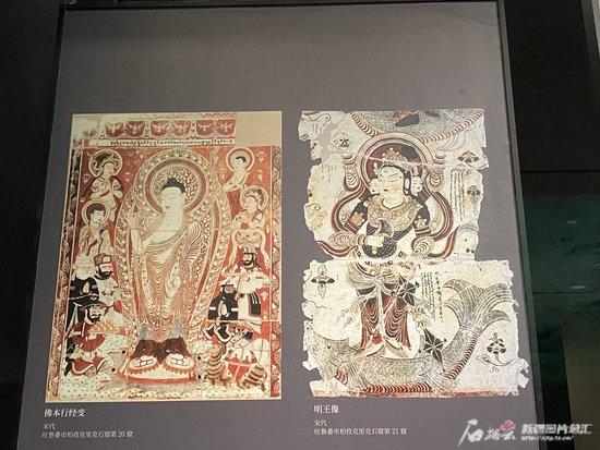 新疆博物馆中的柏孜克里克千佛洞中壁画图片展示。天山网-新疆日报记者 赵梅摄