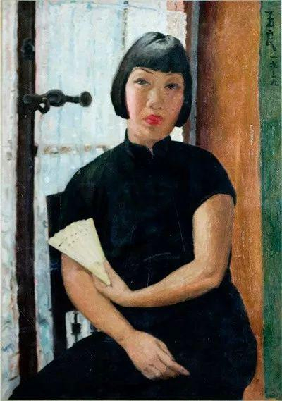 ▲潘玉良 《执扇自画像》 91cm×64cm 布面油画 1939年