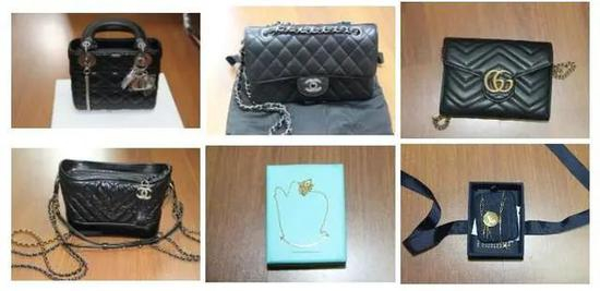 ▲卢某被扣押的部分奢侈品