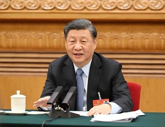 2023年3月5日，习近平参加他所在的十四届全国人大一次会议江苏代表团审议。新华社记者 李学仁 摄