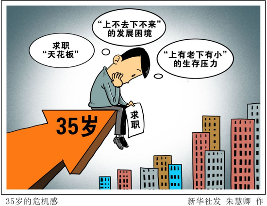 ·漫画：35岁的危机感。（新华社）