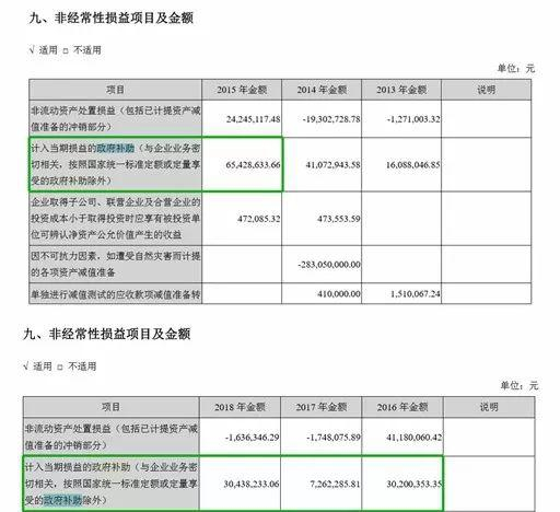 獐子岛集团所获政府补助情况，图源公司财报