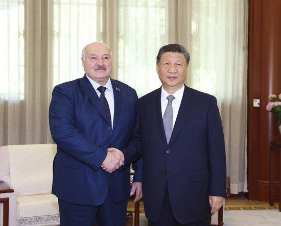 6月4日上午,国家主席习近平在北京中南海会见白俄罗斯总统卢卡申科。