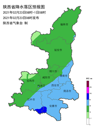 陕西省降水落区预报图。