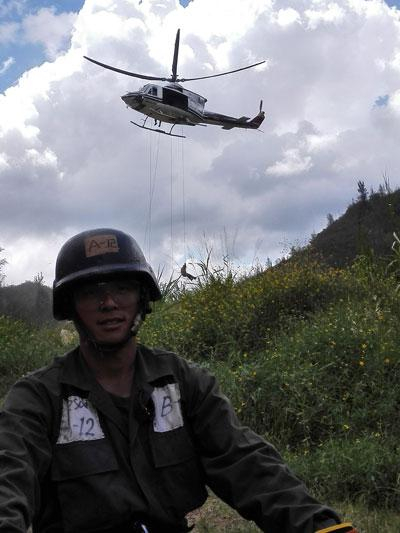 训练即将结束，陈明珠自拍留念。