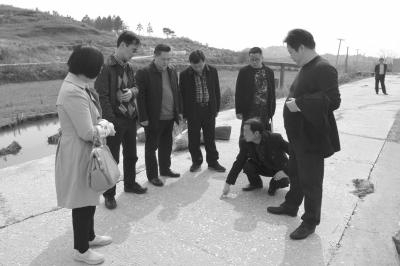 中央信访督查组工作人员下到田间地头了解情况。京华时报记者贾婷摄