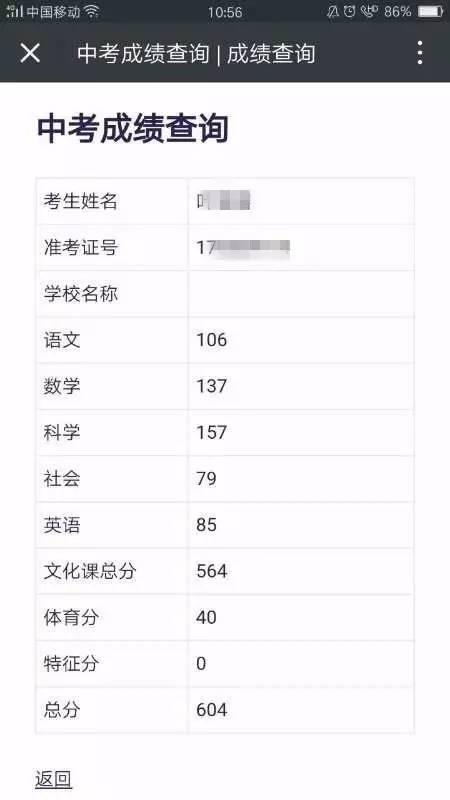 叶同学的中考分数
