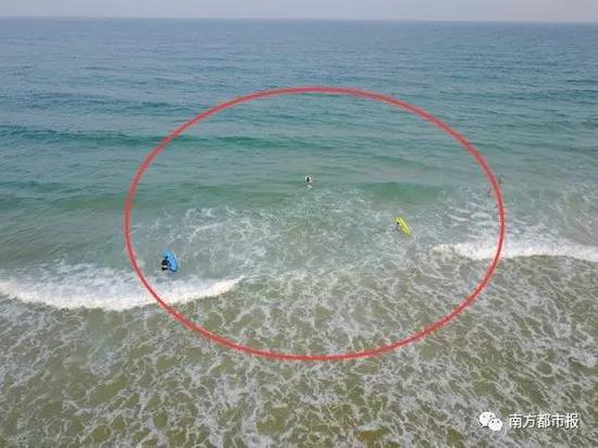冲浪者顺着裂流飘向深水