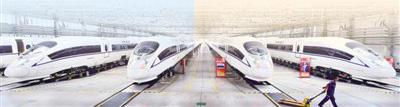 高速动车组已成为唐山、河北乃至中国展示给世界的一张重量级“名片”。图为中车唐山公司列车调试车间。