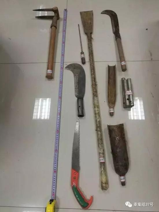 ▲盗墓团伙使用的工具。 &nbsp; &nbsp; &nbsp;警方供图