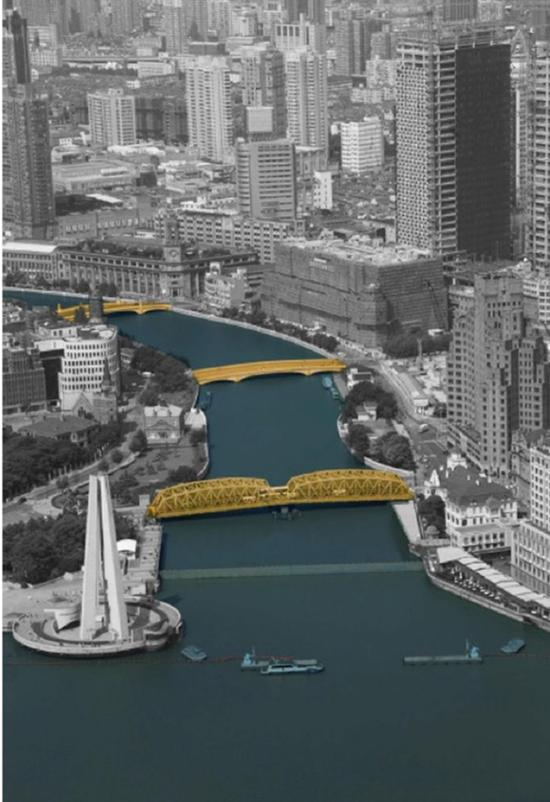 上海苏州河上的桥梁间距适宜