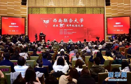 杨振宁先生在纪念大会上致辞。