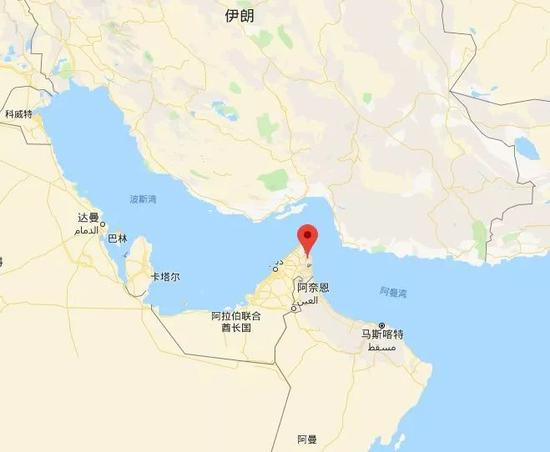 红点处为“富查伊拉”所在位置&nbsp;