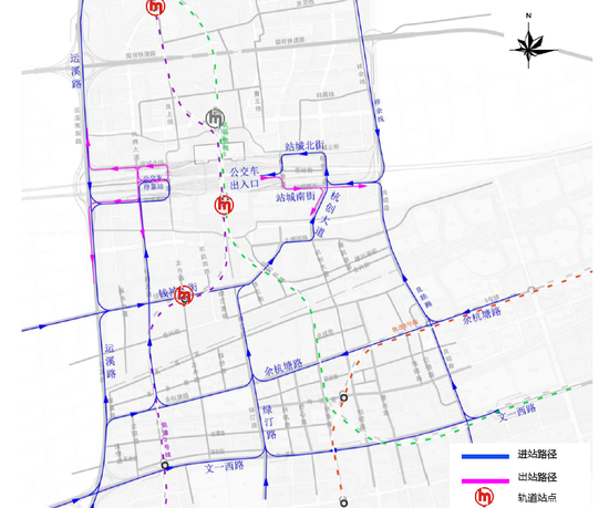 公交进出站流线