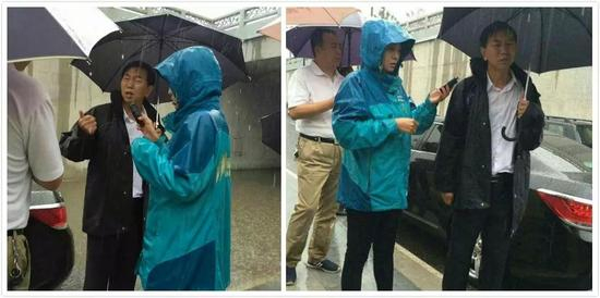  黑色外套者为耿彦波