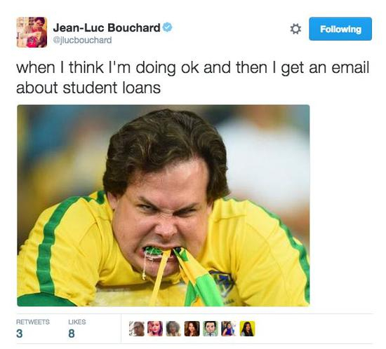  ▲我觉得我一切还好，接着就收到了关于学生贷款的邮件时……