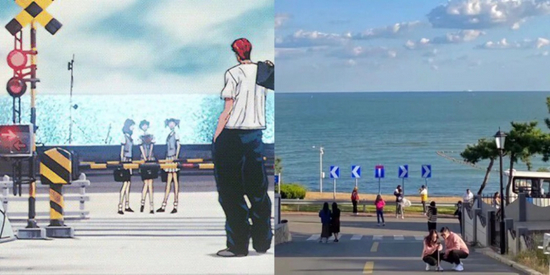 镰仓高校前站（左）与威海火炬八街（右） 图源来自网络