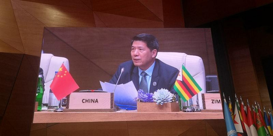 李辉在巴库会议上致辞 图：中国驻阿塞拜疆大使馆网站