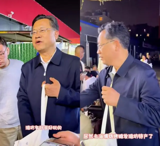 权文松在淄博烧烤摊发潍坊特产