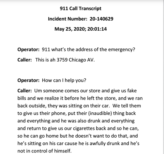  美国警方5月25日的接警记录。