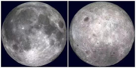▲左：月球正面 右：月球背面&nbsp;&nbsp;图源：NASA