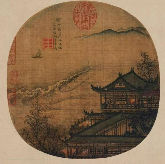 ▲南宋李嵩《月夜看潮图》，中秋之所以在南宋时期成为全国性的狂欢佳节，很可能与钱塘江大潮有关。中国古人很早就知道潮汐与月相有关，钱塘江观潮期恰与中秋节相合，给建都临安的南宋君民以视觉上的巨大冲击，对中秋节的推广起到了推波助澜的作用。