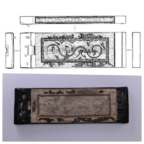  △&nbsp;龙纹漆木瑟纹饰图（上）