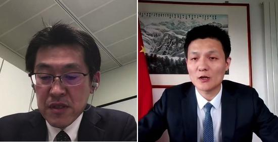  左为日方代表，右为中方代表 视频截图