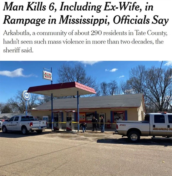 △《纽约时报》：阿卡巴特拉镇仅有约290名居民，过去20年都没有发生过大规模暴力事件。