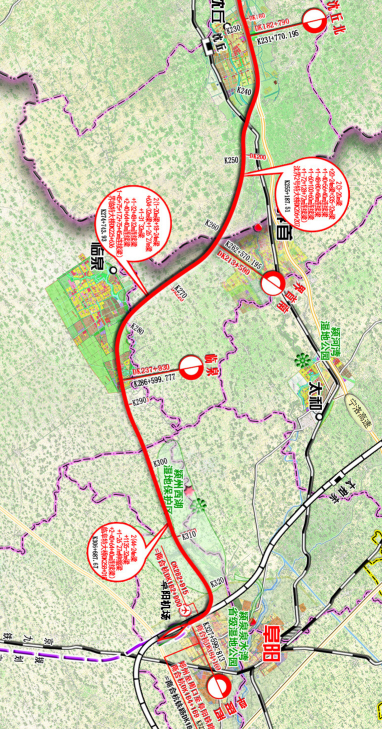郑阜高铁施工线路图（临泉局部）。姚章军 供图