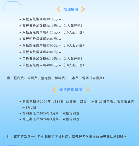 　河北某滑雪场的国职考试培训费用&nbsp;　图/社交媒体