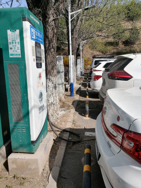  北宫森林公园停车场内，几十个充电车位几乎都被占用