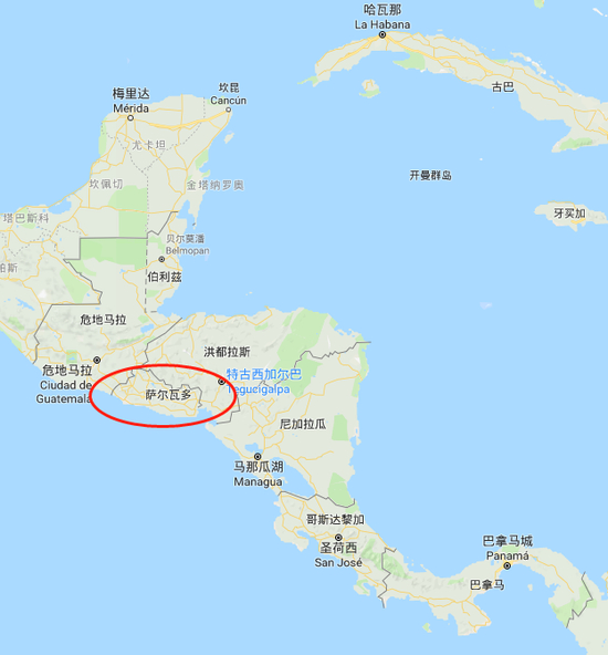 图为萨尔瓦多地理位置