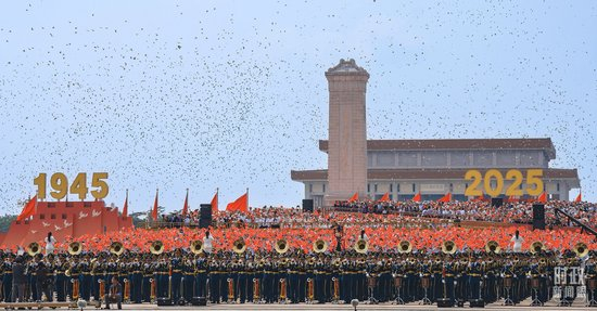 △8万羽和平鸽展翅高飞。（总台记者李晋拍摄）