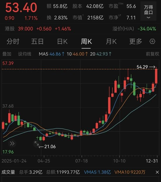  林浩持有的一只科技股走势图