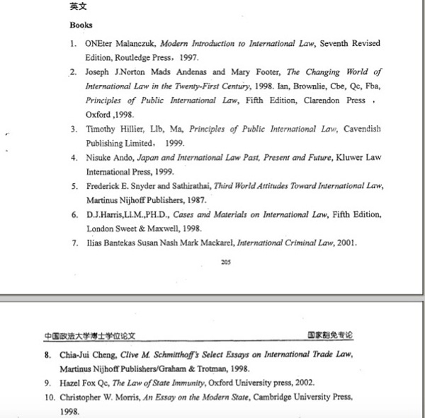 　张露藜论文英文著作参考文献部分截图。