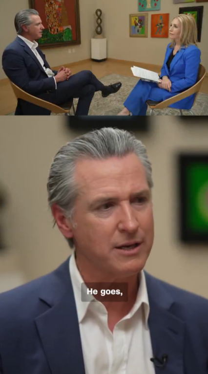  紐森接受采訪談及競選總統話題。圖源：美媒視頻截圖