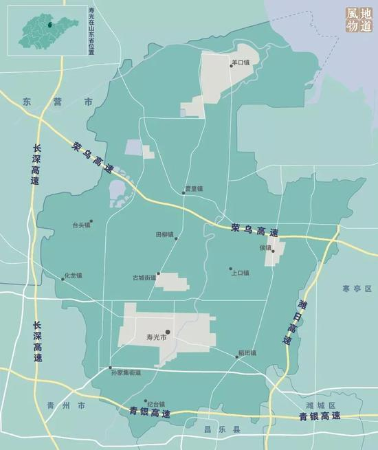  图为寿光周边的交通路网 图源：地道风物 制图：MONK