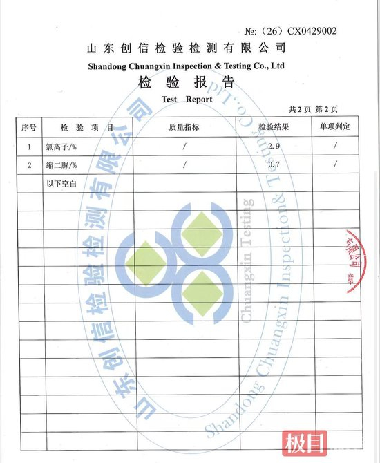 第三方检测报告（受访者提供）