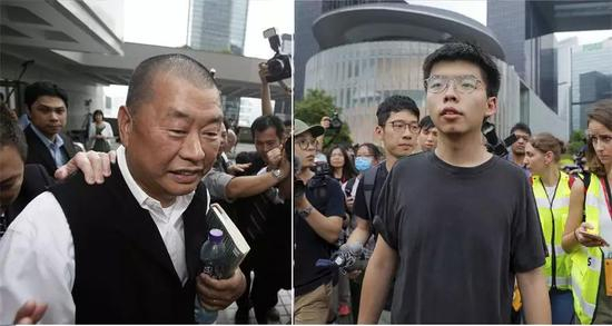  黎智英（左）、黄之锋（右）