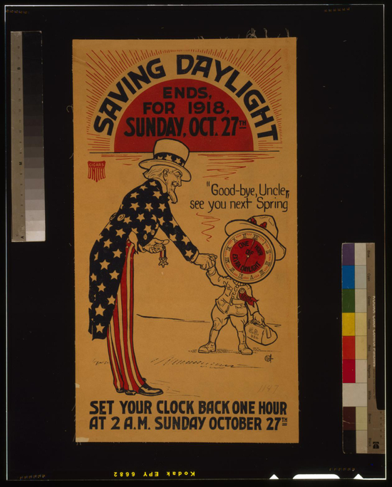 1918年，美国夏令时结束时的海报