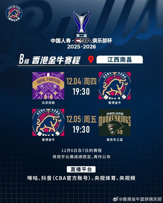 香港金牛将首次出战CBA级别赛事 ——第二届中国人寿CBA俱乐部杯