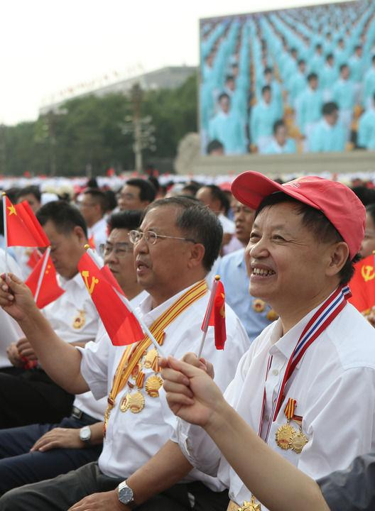 7月1日上午，庆祝中国共产党成立100周年大会在北京天安门广场隆重举行。新华社记者 李京 摄