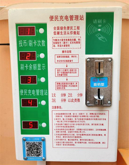 △墙上挂着的“便民充电管理站”。