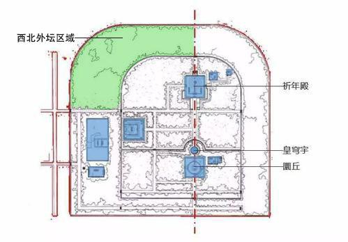 园方建议的合唱地点——西北外坛区域位置示意图。天坛公园供图